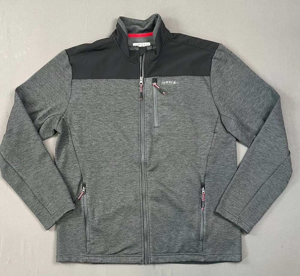 Orvis Bonded Mesh Full Zip Jacket Size L Gray Black